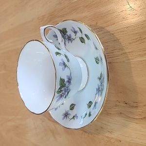 Colclough Bone China Teacup, Pale Aqua with Violets, 22k gold